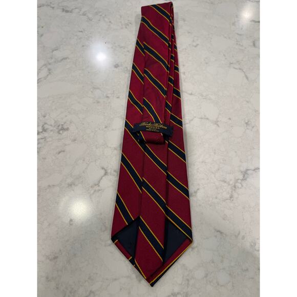 Brooks Brothers Men’s Makers Silk Striped Wide Casual Career Neck Tie Red Blue - Picture 2 of 4